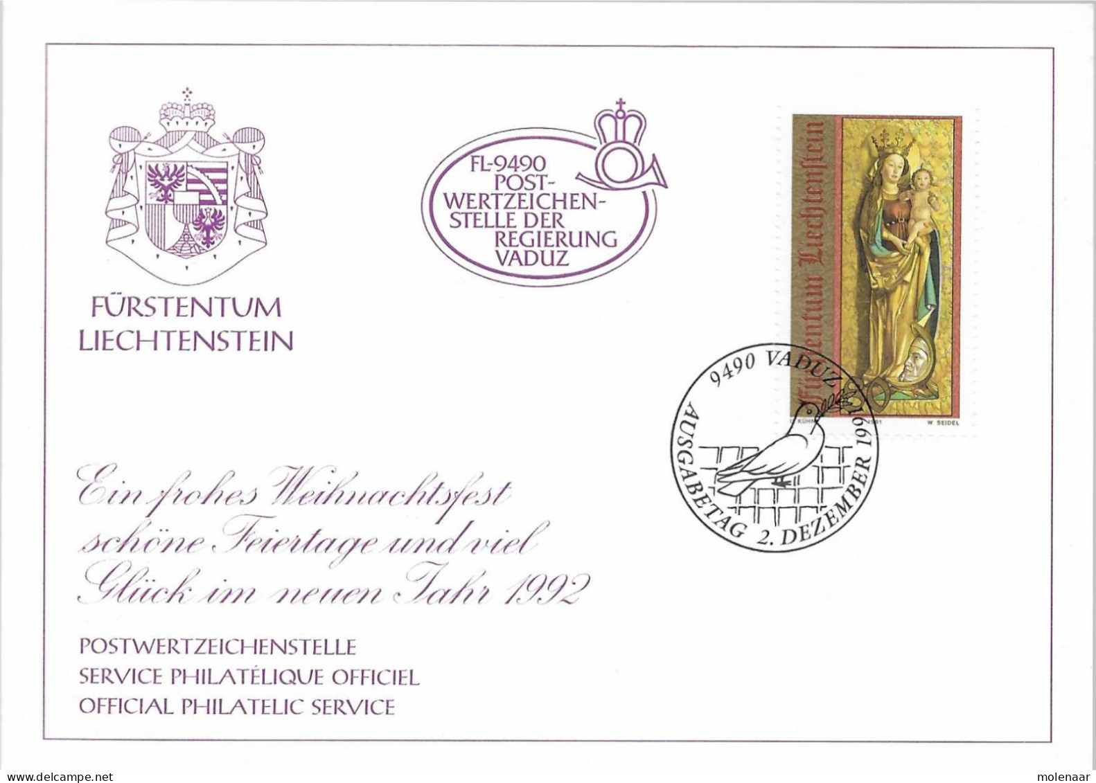 Postzegels > Europa > Liechtenstein > 1991-00 >kaart Met No. 1032 (17567) - Briefe U. Dokumente