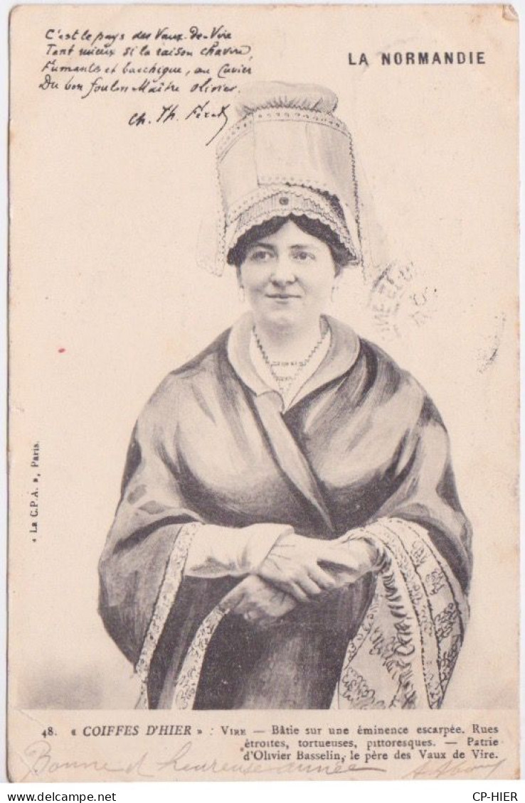 14 - VIRE - COIFFES D'HIER  NORMANDE  -  FEMME  AVEC COIFFE - 1902 - Vire