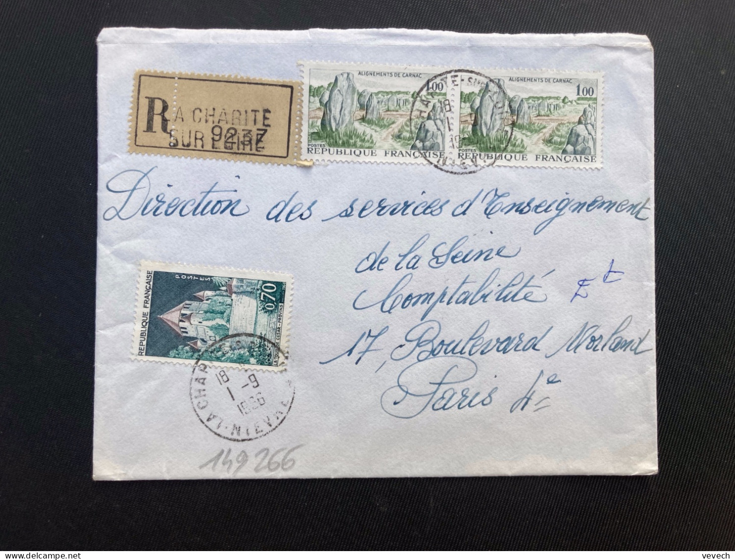 LR TP CARNAC 1,00 Paire + PROVINS 0,70 OBL.1-9 1966 LA CHARITE SUR LOIRE NIEVRE (58) - 1961-....