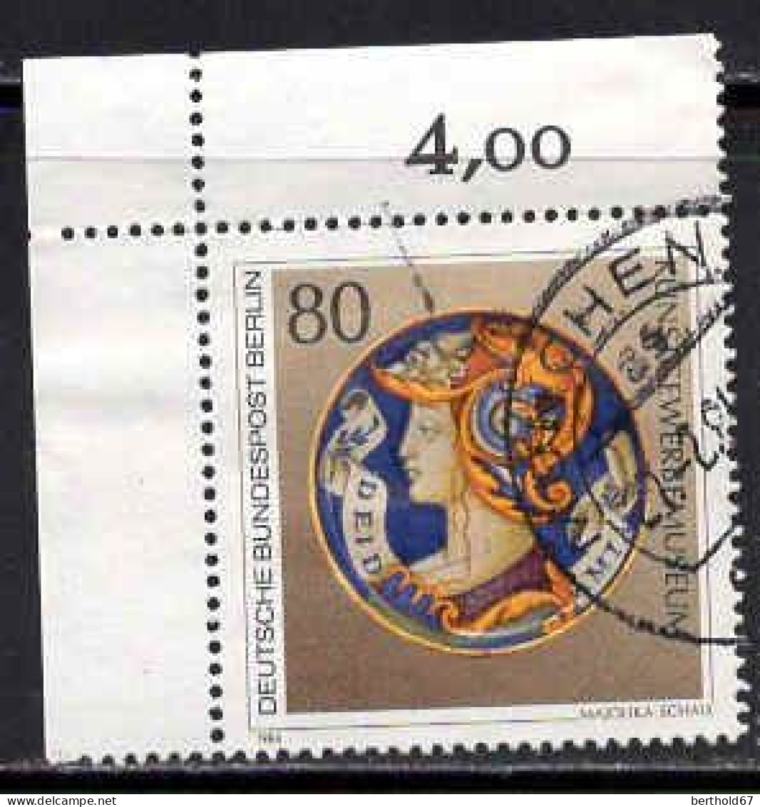 Berlin Poste Obl Yv:672 Mi:711 Majolika-Schale Coin De Feuille (TB Cachet Rond) - Oblitérés