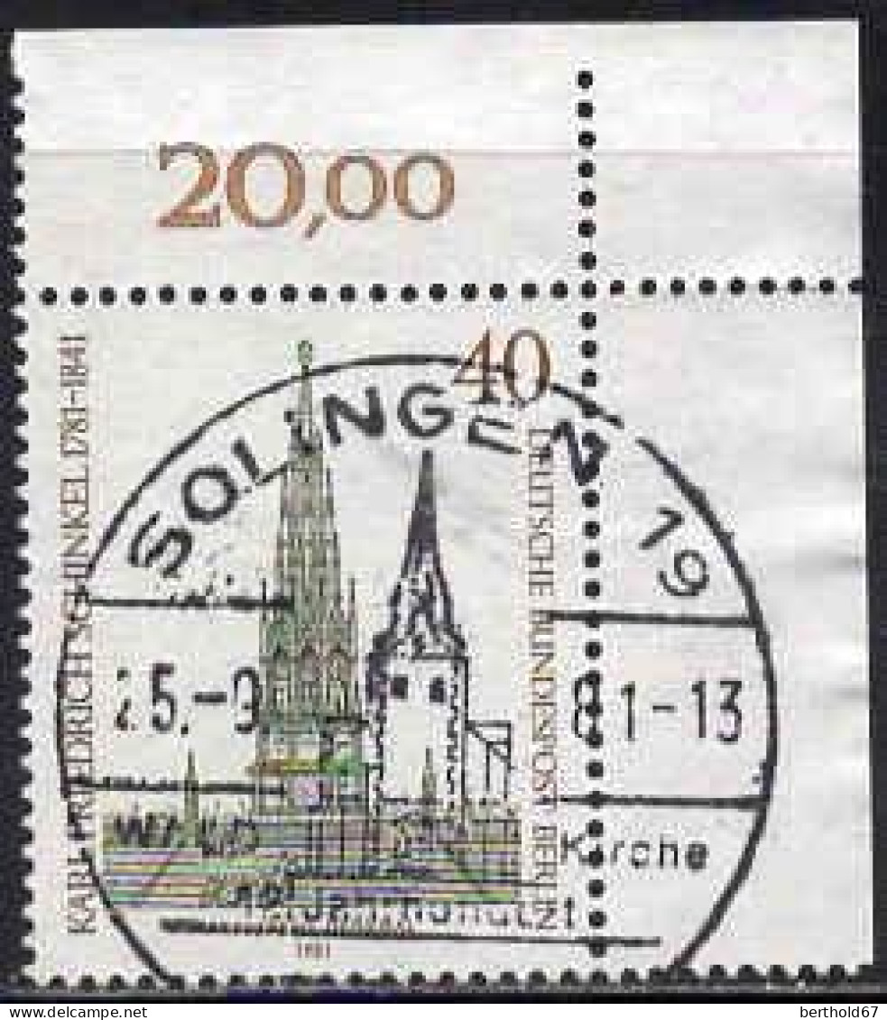 Berlin Poste Obl Yv:601 Mi:640 Karl Friedrich Schinkel Kreuzberg-Denkmal Coin De Feuille (TB Cachet Rond) - Oblitérés