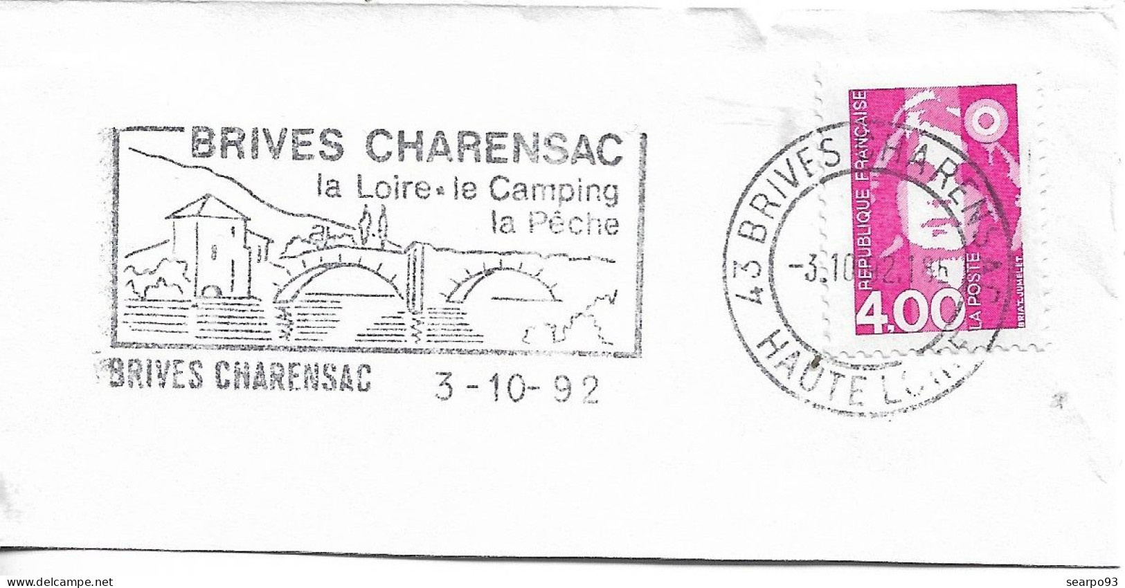 FRANCE. POSTMARK. BRIVES CHARENSAC. 1992. BRIDGE - 1961-....