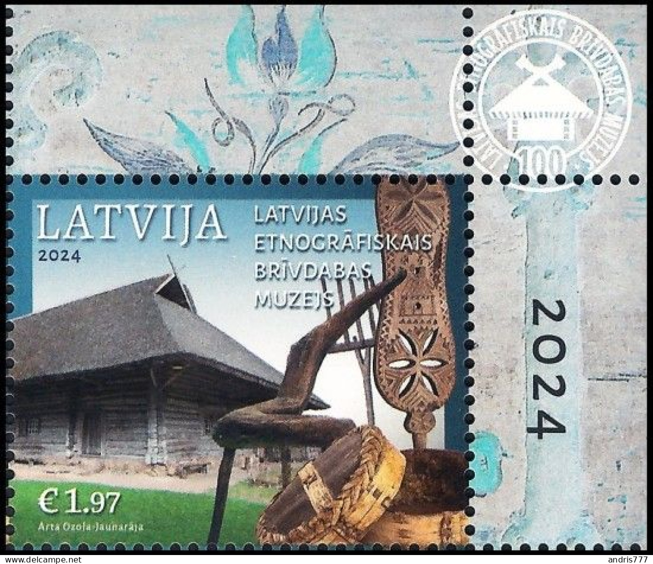 Latvia Lettland Lettonie 2024 (08) Open Air Ethnographic Museum - 100 Years (corner Stamp) - Lettonie