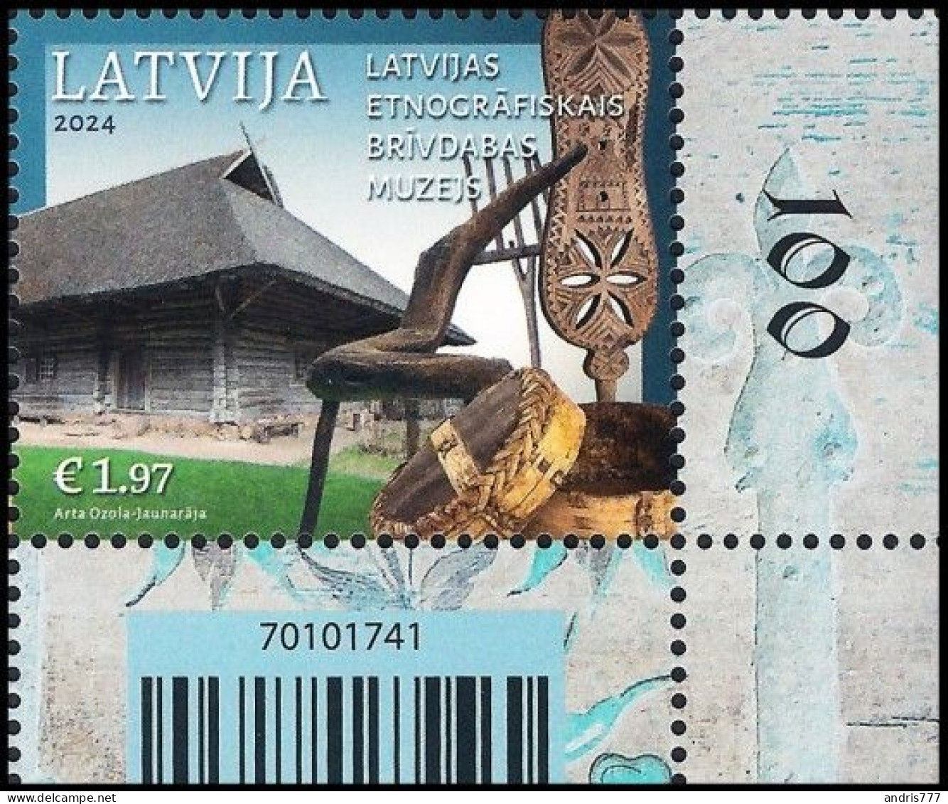 Latvia Lettland Lettonie 2024 (08) Open Air Ethnographic Museum - 100 Years (corner Stamp) - Latvia