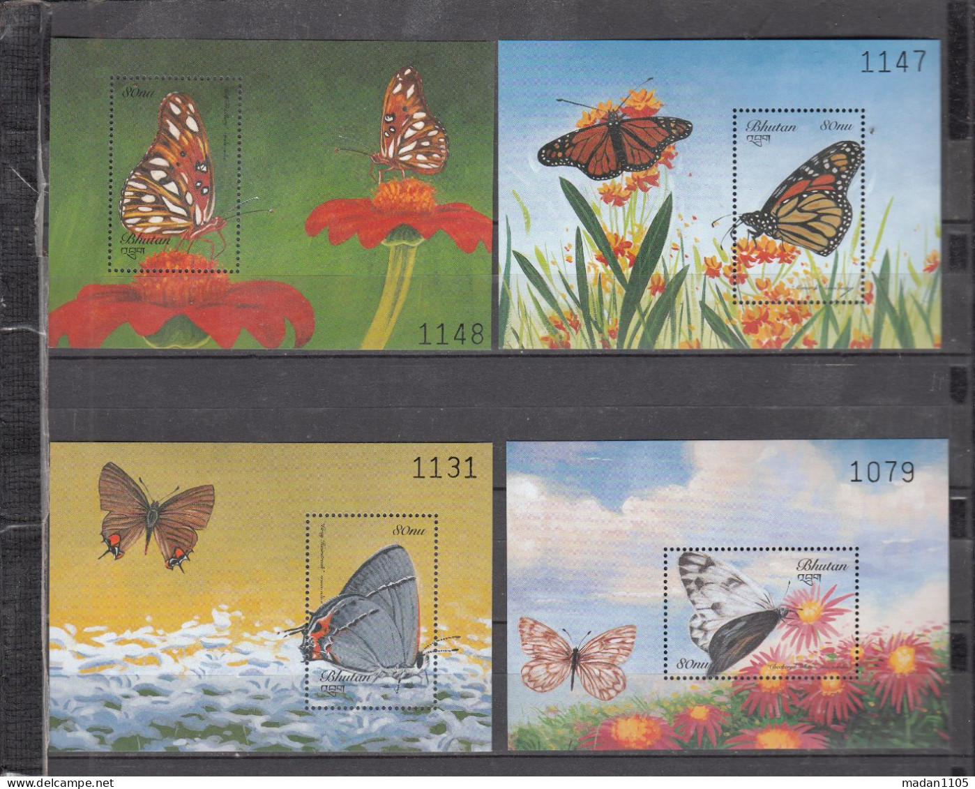 BHUTAN, 1999, Butterflies, Set Of 4 MS,   MNH, (**) - Bhoutan