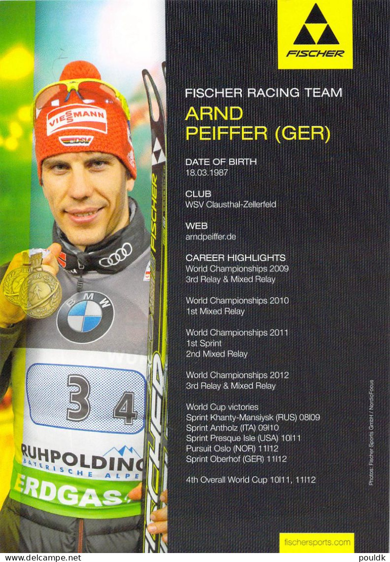 Fancard W/Autograph: Arnd Peiffer, A German Former Biathlete. His Greatest Achievements Were Sprint Victories In The 201 - Hiver 2018 : Pyeongchang