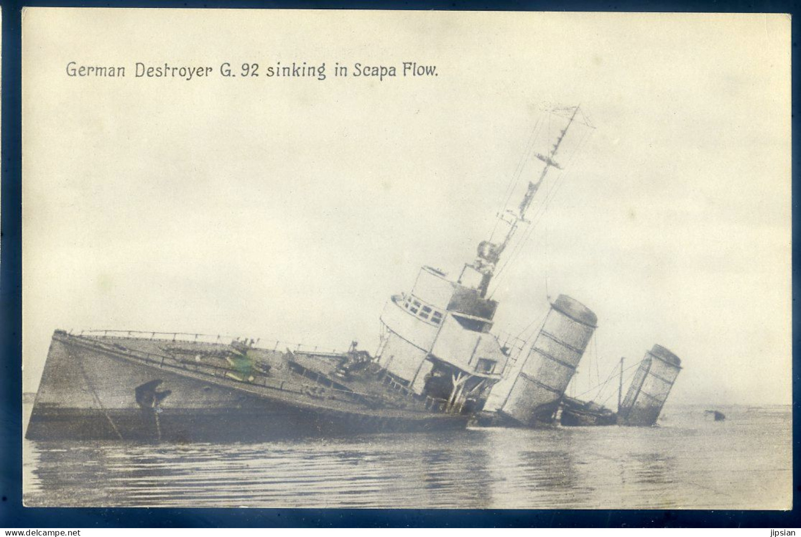 Cpa Carte Photo German Destroyer G.92 Sinking In Scapa Flow Orkney Sabordage Flotte Allemande Dont Hindenburg   STEP168 - Oorlog
