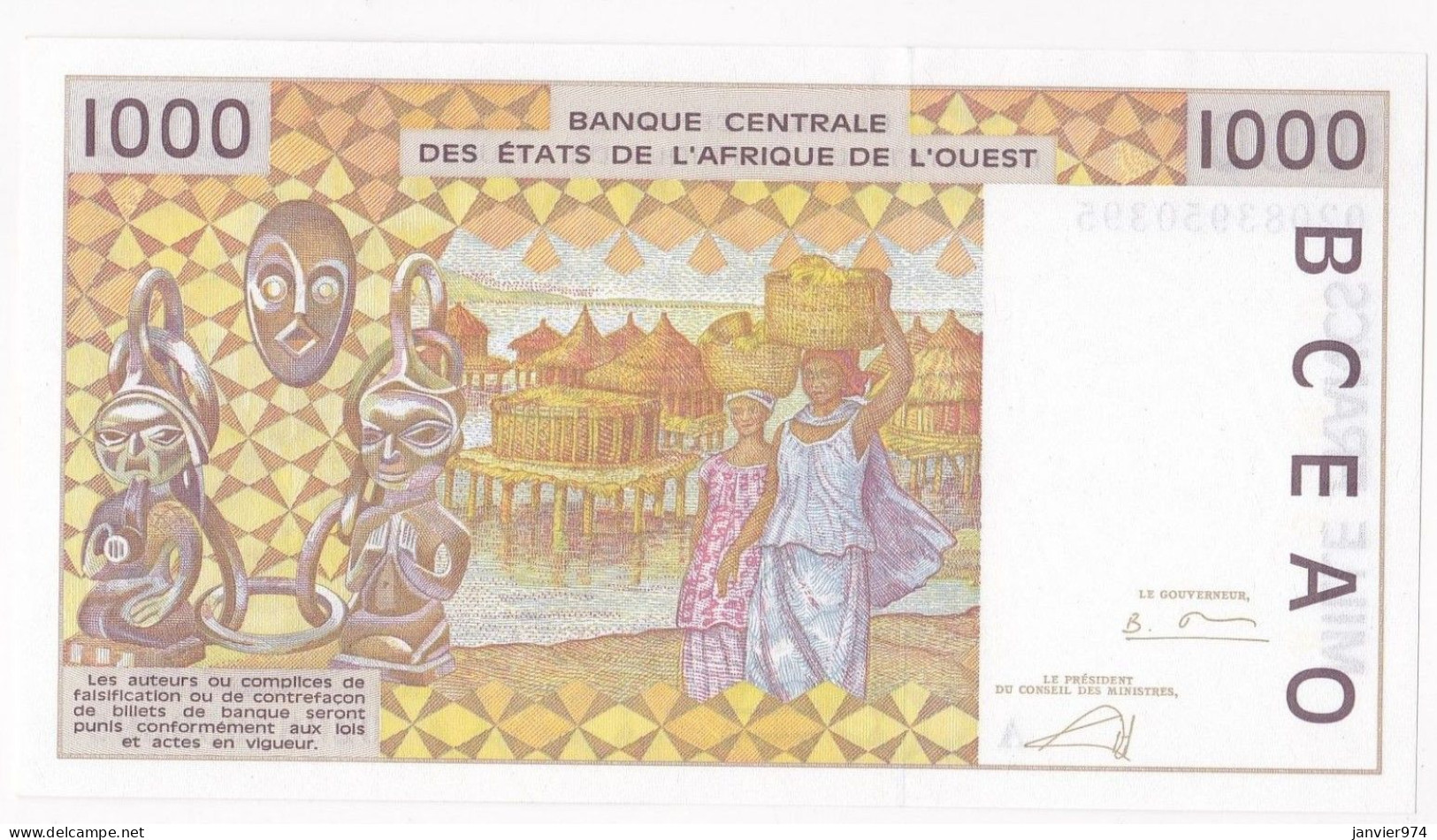 Côte D’Ivoire 1000 Francs 2002 A - Banque Centrale Des Etats De L'Afrique De L'Ouest. Billet Neuf UNC - Costa D'Avorio