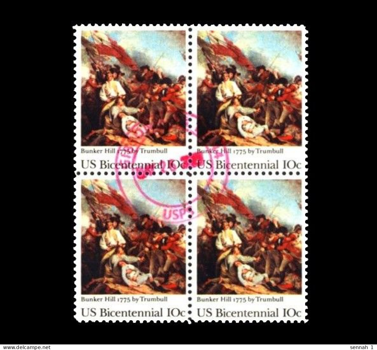 USA: 'Bicentenary Of The Independence – Battle Of Bunker Hill By John Trumbull, 1975', Mi. 1174; Yv. 1054; Sc. 1564 Oo - Gebraucht