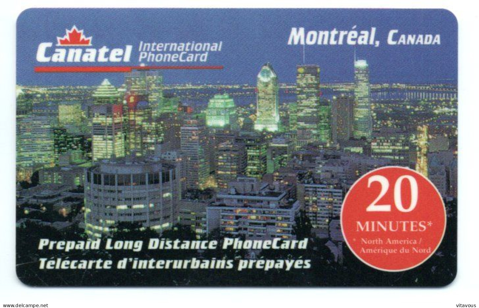 Montréal  GSM Carte Prépayée Longue Distance CANADA Card (K 396) - Canada