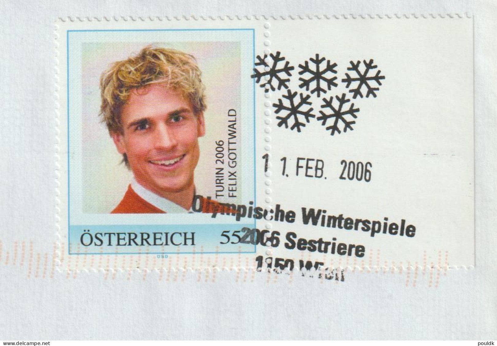 Personalized Stamp From Austria Used On Cover: Felix Gottwald, An Austrian Nordic Combined Athlete With Several Olympic - Winter 2006: Torino