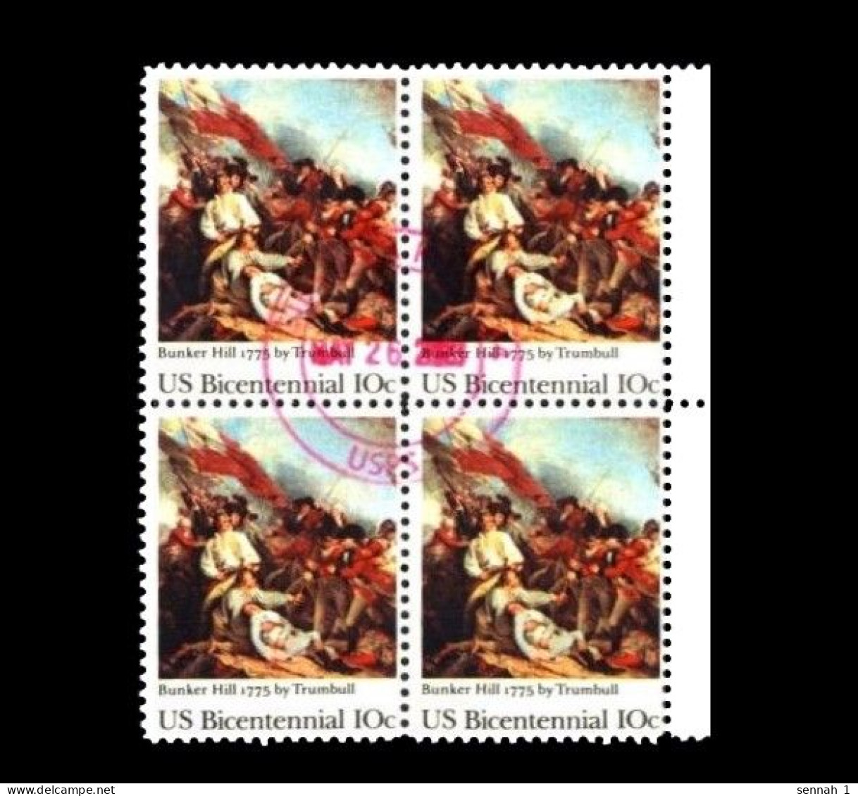 USA: 'Bicentenary Of The Independence – Battle Of Bunker Hill By John Trumbull, 1975', Mi. 1174; Yv. 1054; Sc. 1564 Oo - Gebraucht