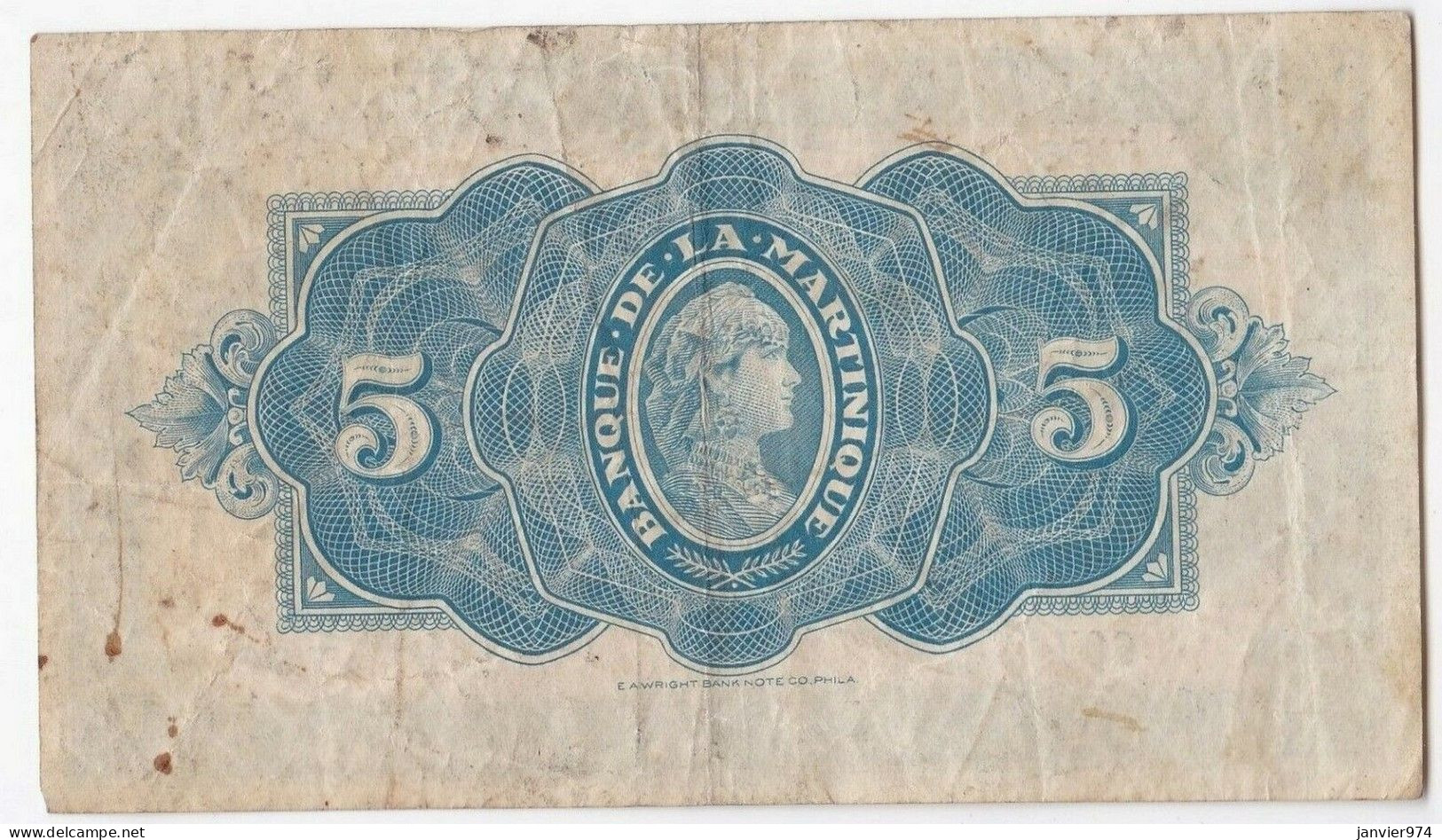 Banque De La Martinique 5 Francs ND (1945) Alphabet T 96 Serie 607. Pick 16-3 - Sonstige & Ohne Zuordnung