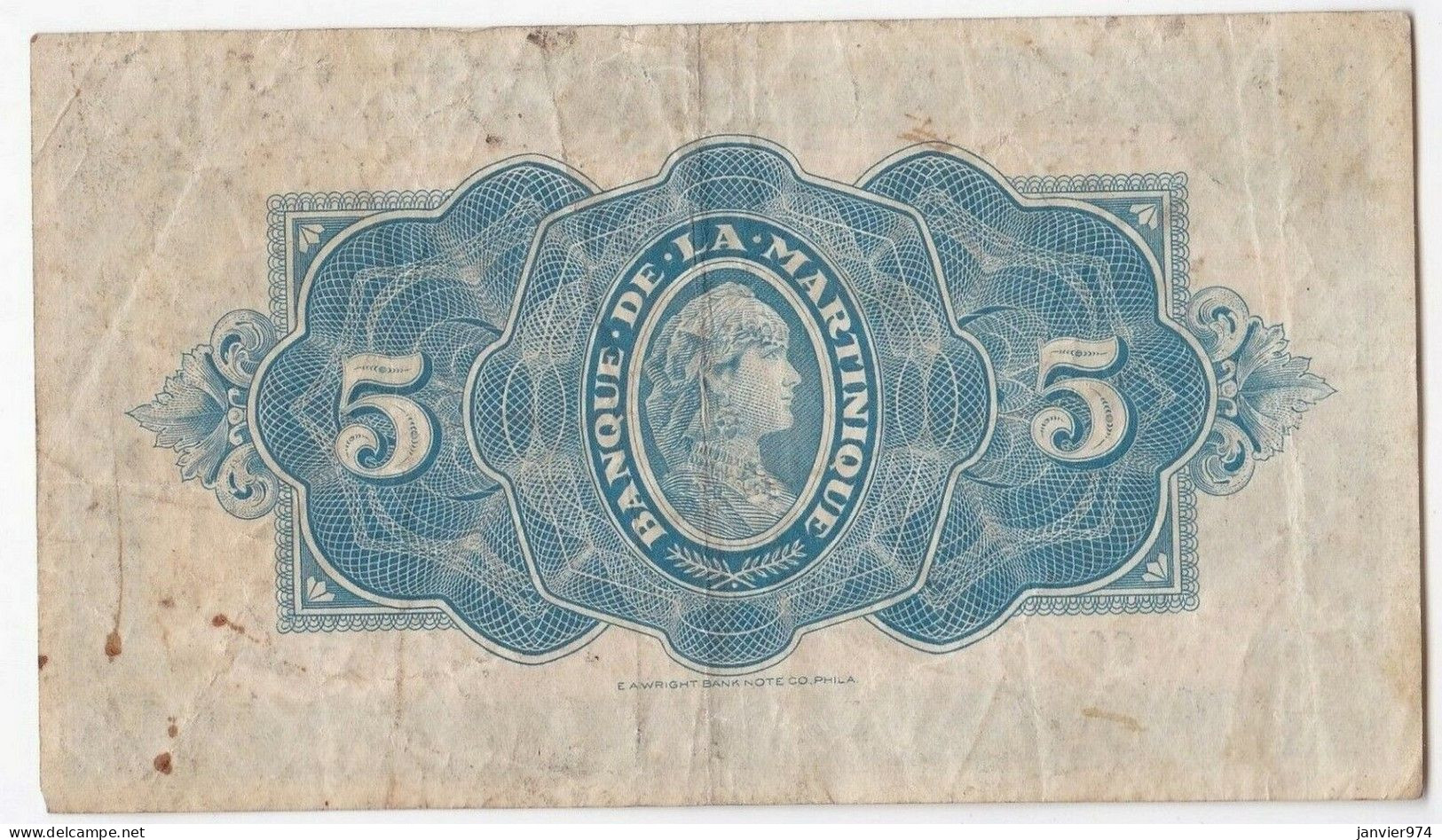 Banque De La Martinique 5 Francs ND (1945) Alphabet T 96 Serie 607. Pick 16-3 - Other & Unclassified