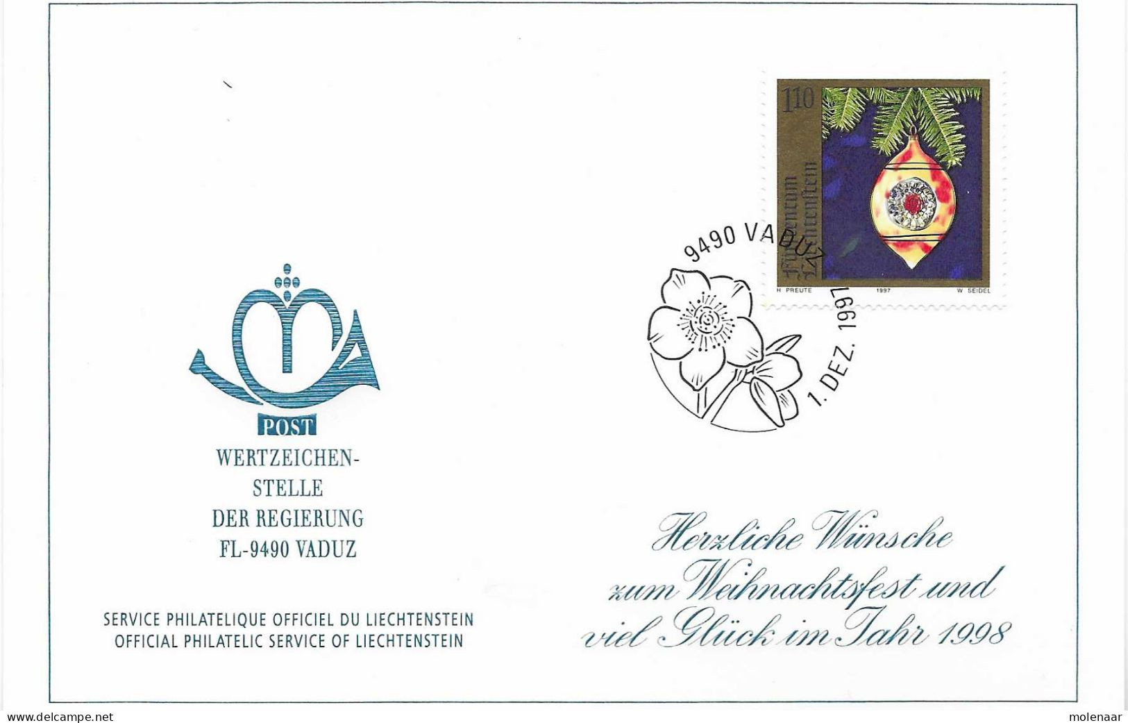 Postzegels > Europa > Liechtenstein > 1991-00 >kaart Met No. 1165 (17574) - Covers & Documents