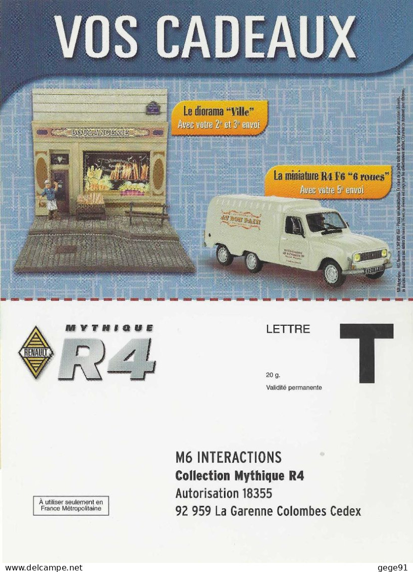 Carte Illustrée En Réponse Payée _  Renault 4L - Voitures