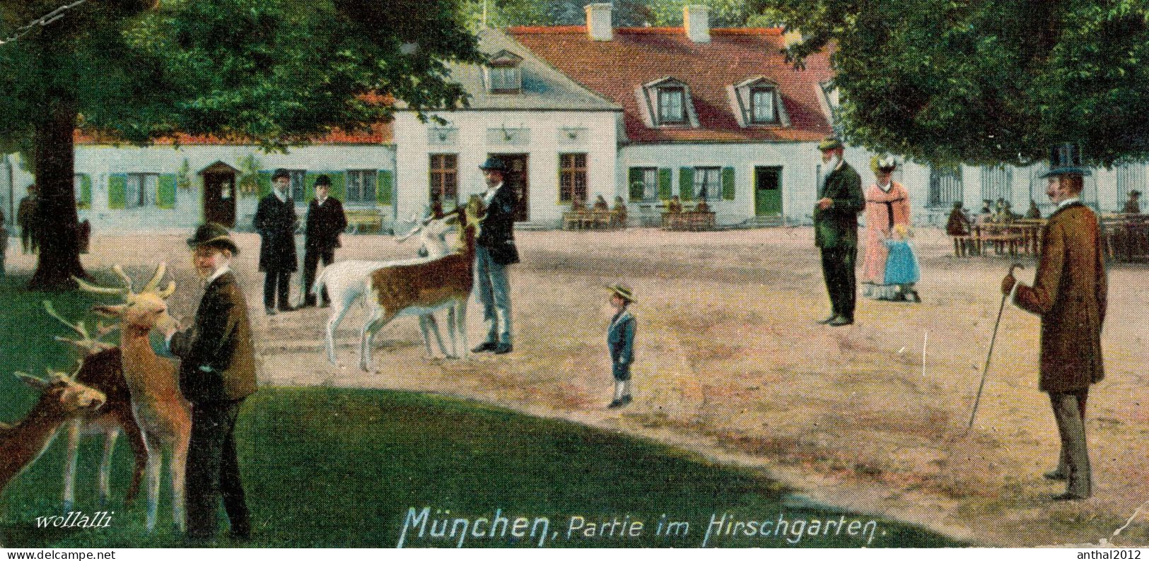 Superrar Litho München Partie Am Hirschgarten Zieher Karte Um 1910 - München