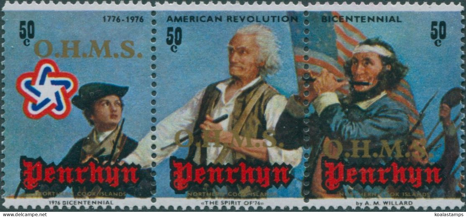 Cook Islands Penrhyn OHMS 1978 SGO13-O15 American Revolution Bicentenary Strip M - Penrhyn