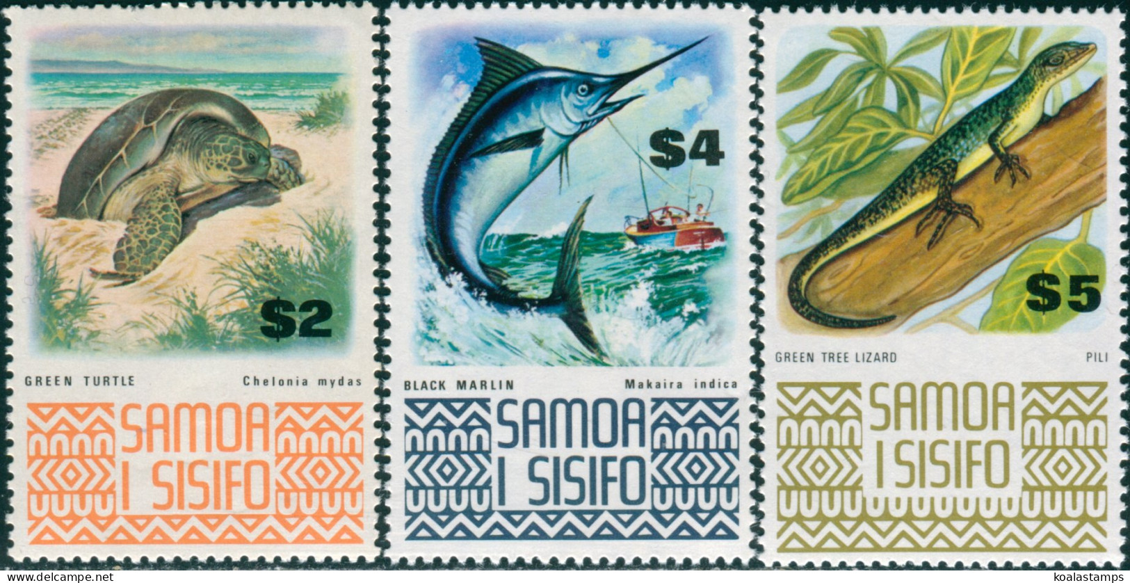 Samoa 1972 SG399a-399c Turtle Marlin Lizard MNH - Samoa