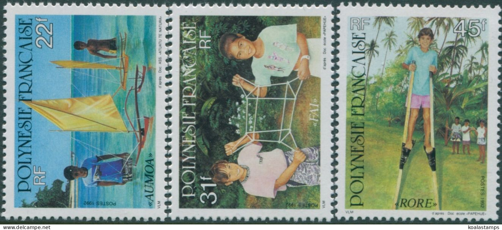 French Polynesia 1992 SG649-651 Children Pastimes Set MNH - Andere & Zonder Classificatie