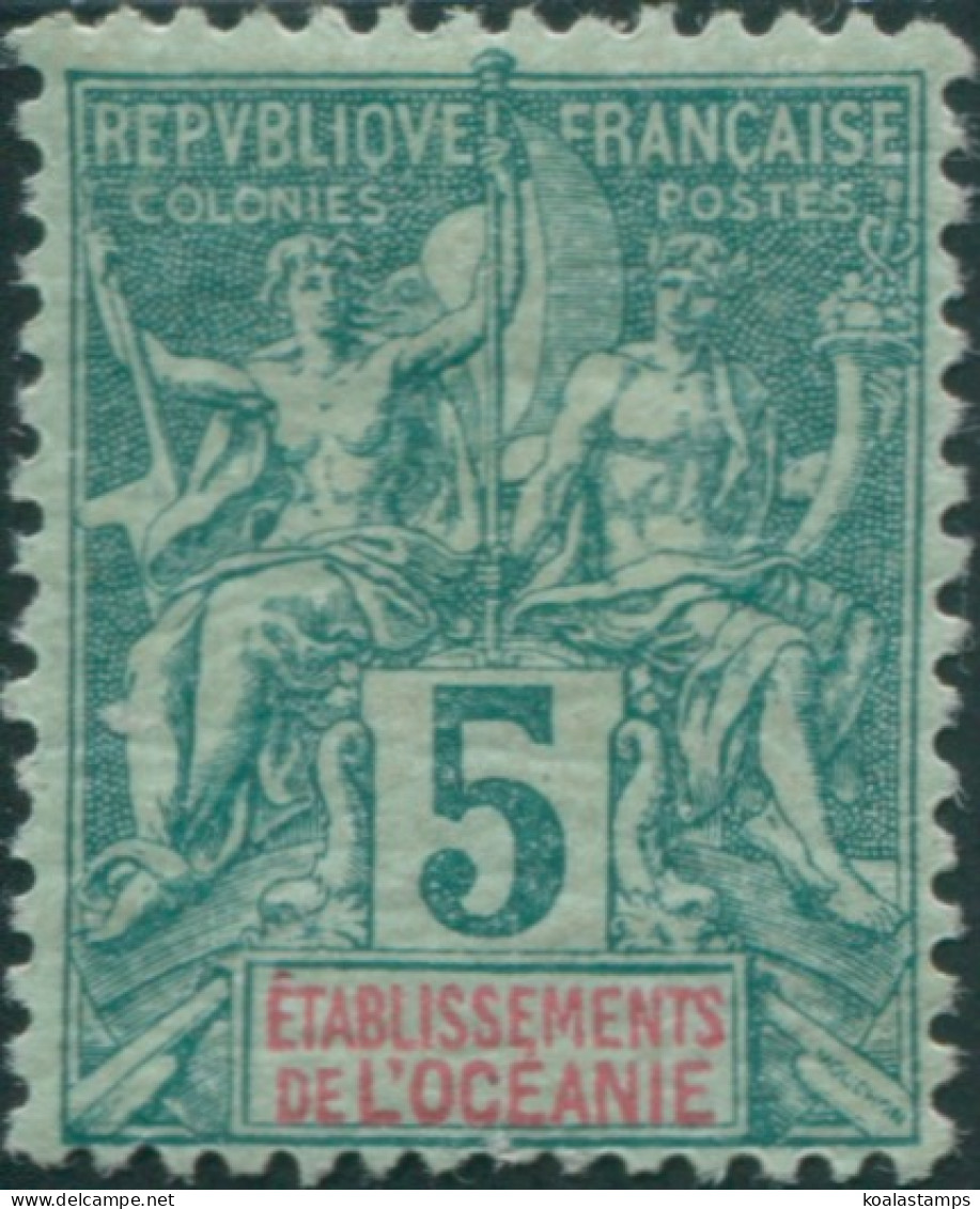 French Oceania 1892 SG4 5c Deep Green And Red On Green Navigation MH - Sonstige & Ohne Zuordnung