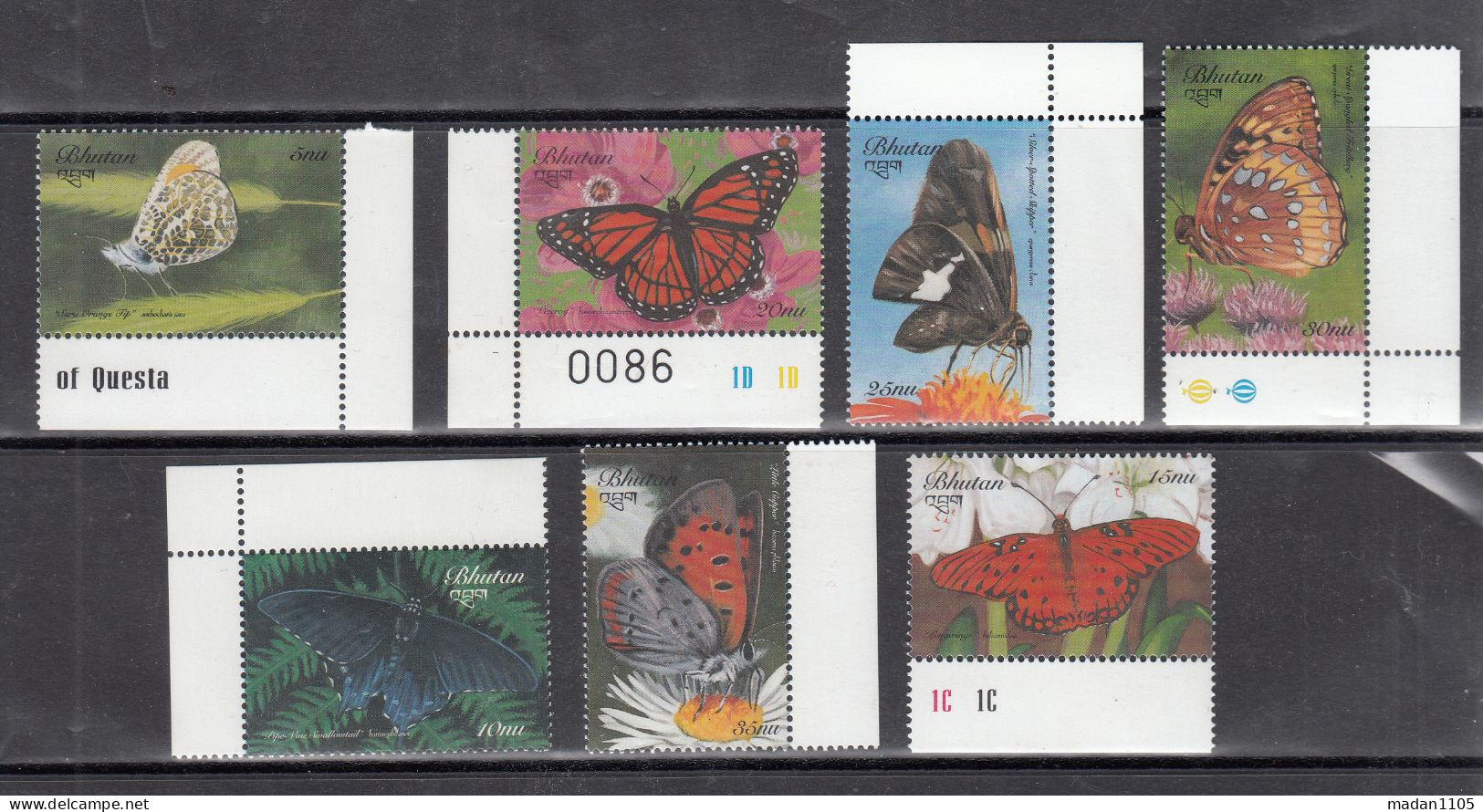 BHUTAN, 1999, Butterflies, Set Of 7 Complete Set,   MNH, (**) - Bhutan