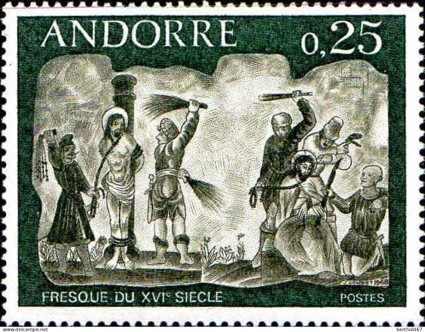 Andorre (F) Poste N** Yv:191 Mi:211 Fresque Du XVIe Siècle La Flagellation - Unused Stamps