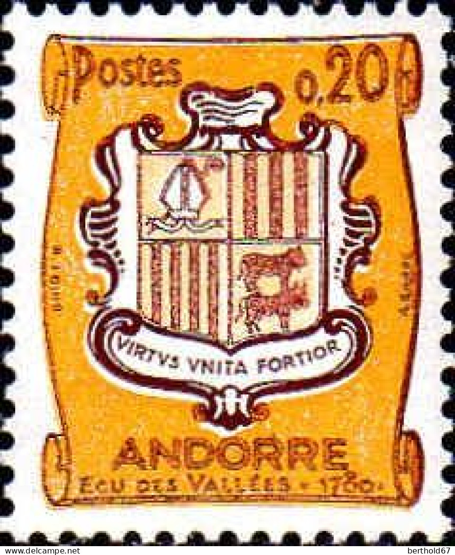 Andorre (F) Poste N** Yv:157 Mi:167 Ecu Des Vallées Virtus Unita Fortior - Unused Stamps