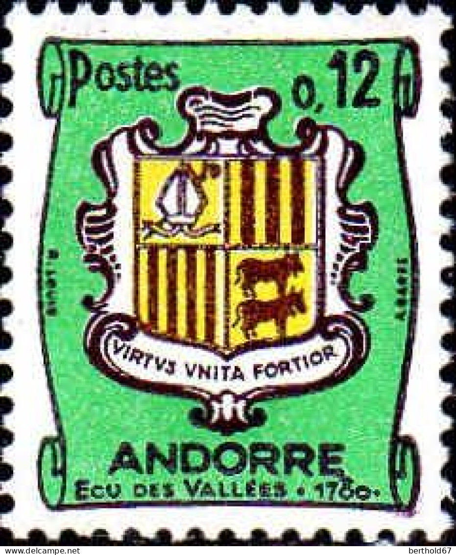 Andorre (F) Poste N** Yv:155A Mi:188 Ecu Des Vallées Virtus Unita Fortior - Ungebraucht