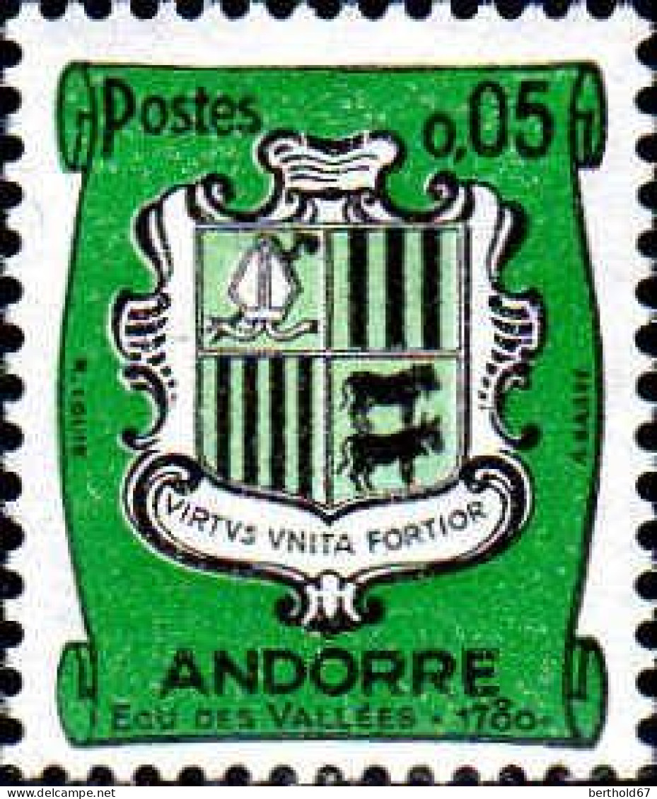 Andorre (F) Poste N** Yv:154 Mi:164 Ecu Des Vallées Virtus Unita Fortior - Ongebruikt