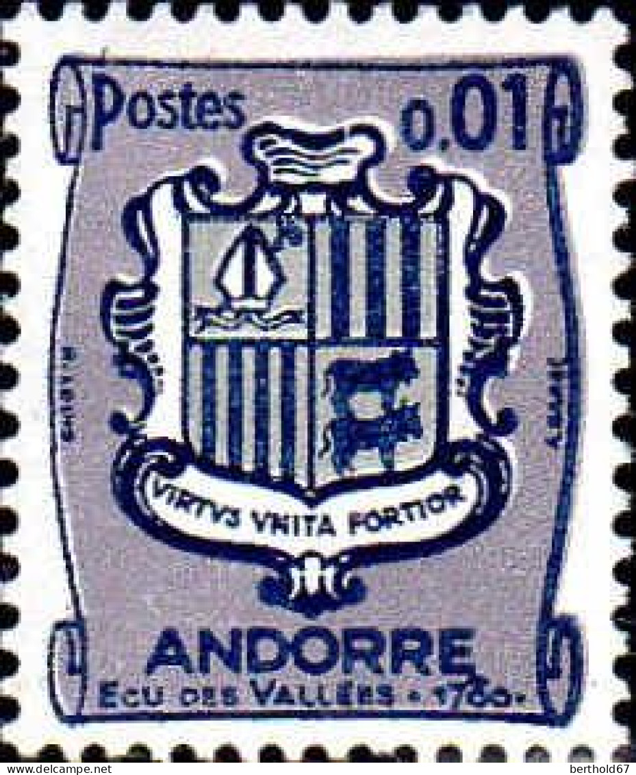 Andorre (F) Poste N** Yv:153A Mi:186 Ecu Des Vallées Virtus Unita Fortior - Nuovi