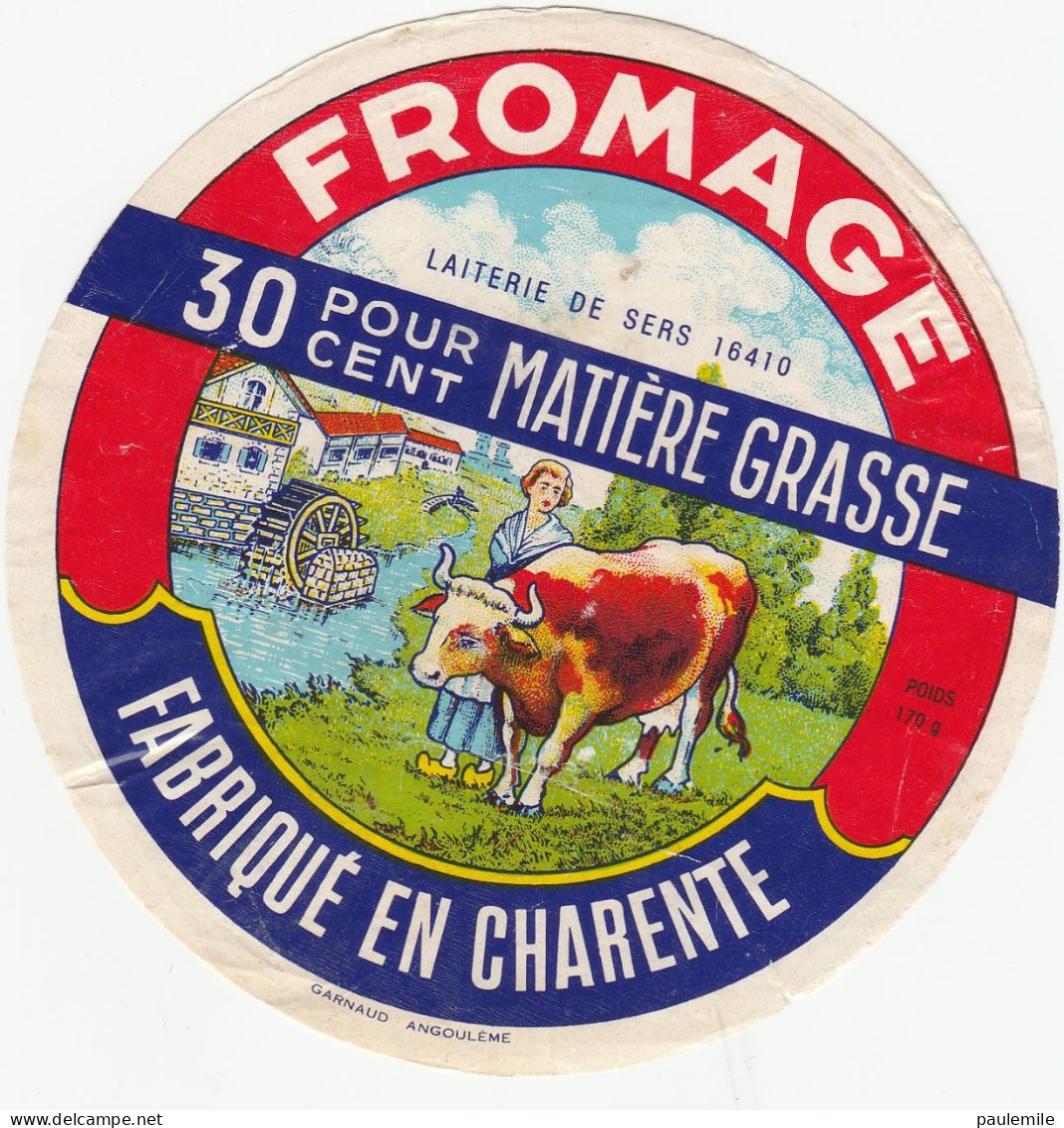 ETIQUETTE DE FROMAGE  CHARENTE     DECOLLEE   MOULIN VACHE - Fromage