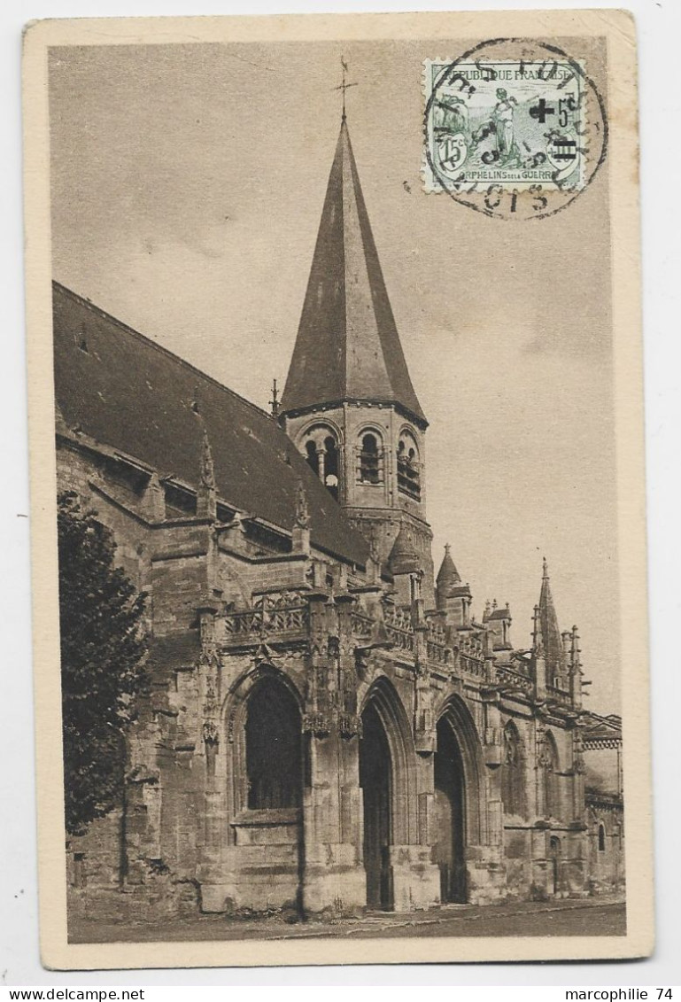 ORPHELINS 15C SURCHARGE SEUL AU RECTO CARTE 5 MOTS POISSY 1933 POUR PARIS - 1921-1960: Moderne