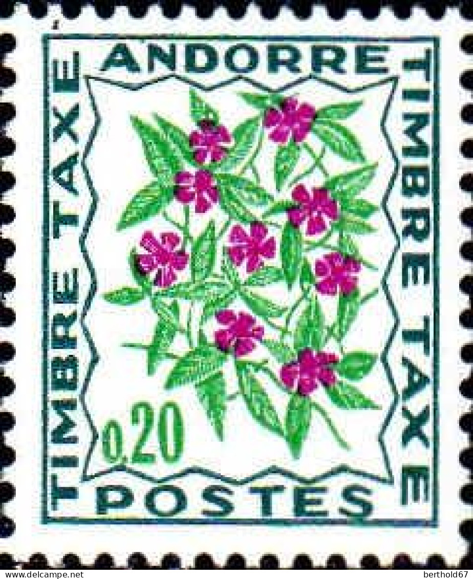 Andorre (F) Taxe N** Yv:49 Mi:51 Pervenche - Unused Stamps