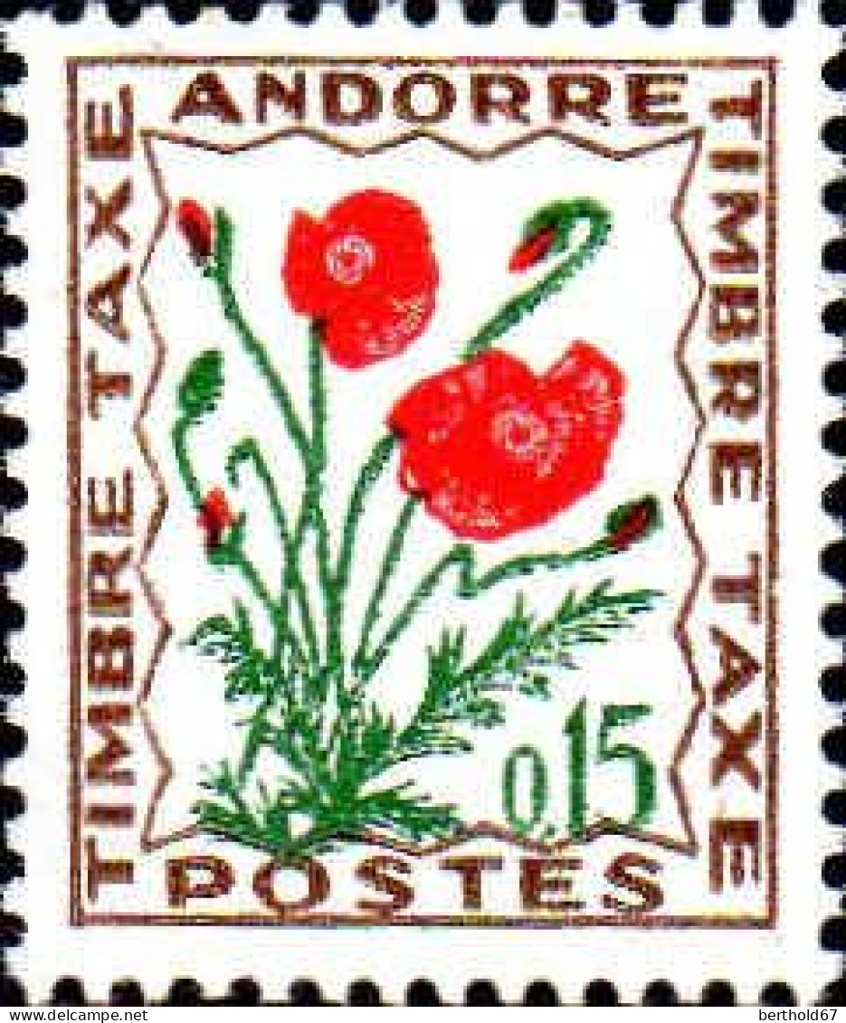 Andorre (F) Taxe N** Yv:48 Mi:48 Coquelicot - Unused Stamps