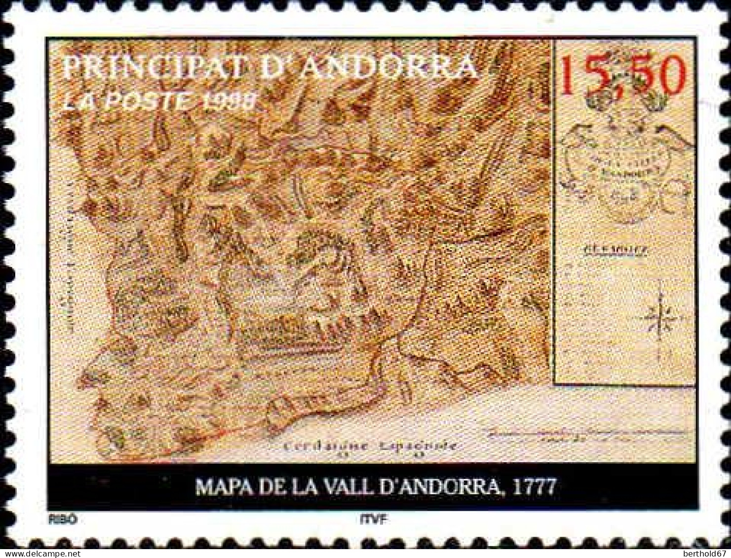 Andorre (F) Poste N** Yv:509 Mi:530 Mapa De La Vall D'Andorra - Unused Stamps