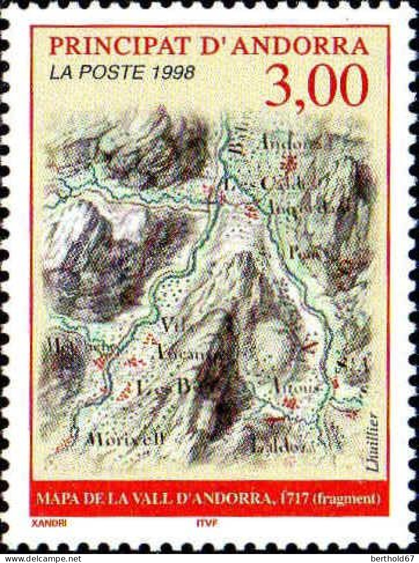 Andorre (F) Poste N** Yv:508 Mi:529 Mapa De La Vall D'Andorra - Ungebraucht