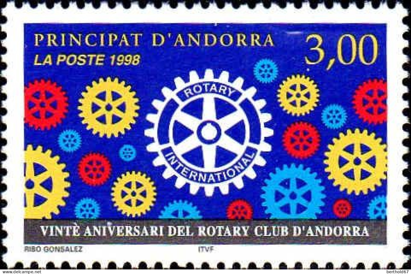 Andorre (F) Poste N** Yv:500 Mi:522 Vintè Aniversari Del Rotary Club D'Andorra - Nuevos