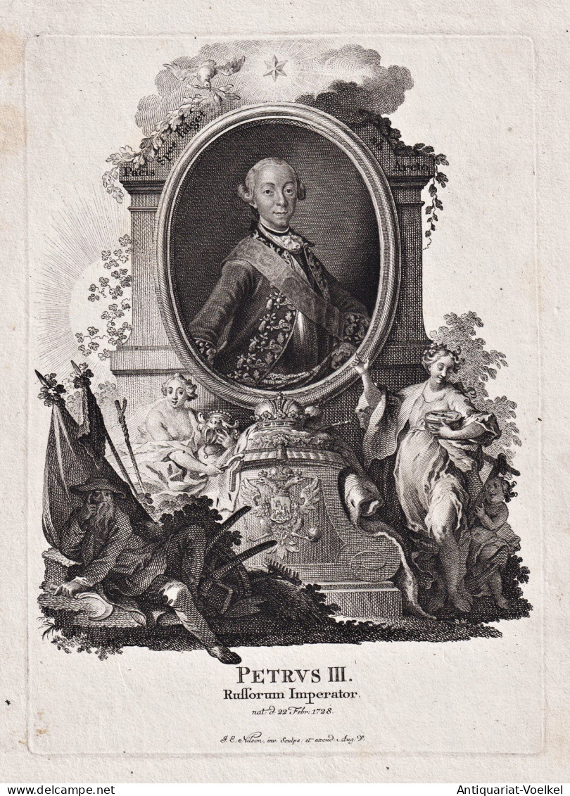 Petrus III Russorum Imperator - Peter III Of Russia (1728-1762) Emperor Kaiser Russland Portrait - Stiche & Gravuren