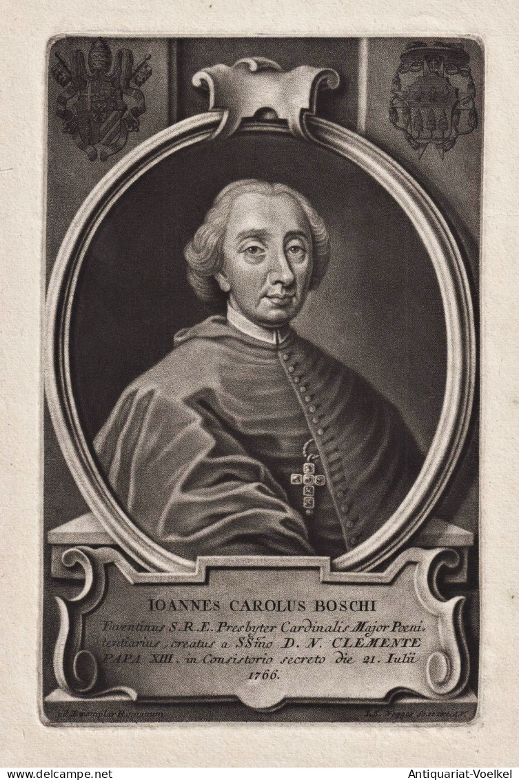 Ioannes Carolus Boschi - Giovanni Carlo Boschi (1715-1788) Cardinal Faenza Italia Portrait Wappen - Estampas & Grabados