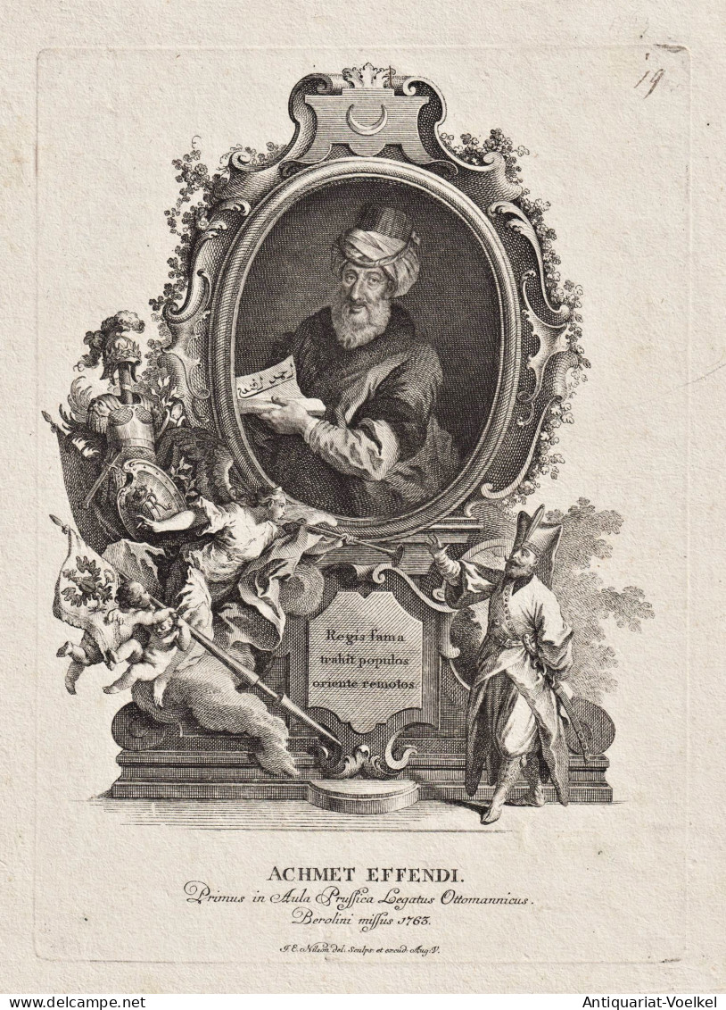 Achmet Effendi - Ahmed Asmi Efendi Gesandter Osmanischer Diplomat Ottoman Empire Osmanisches Reich Turkey Tür - Stiche & Gravuren