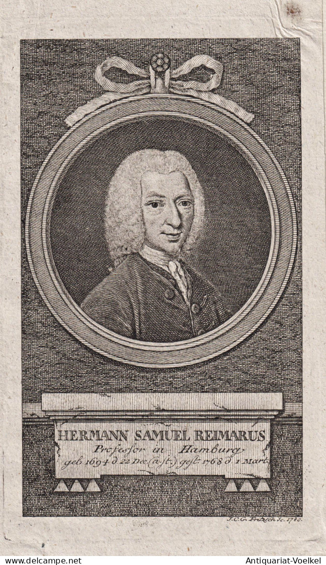 Hermann Samuel Reimarus - Hermann Samuel Reimarus (1694-1768) Hamburg Professor Orientalistik Portrait - Prenten & Gravure