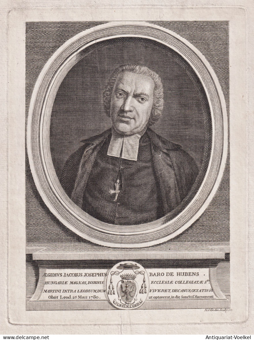 Aegidius Jacobus Josephus Baro De Hubens - Gilles Jacques Joseph De Hubens (-1780) Liege Dekan Portrait - Prints & Engravings