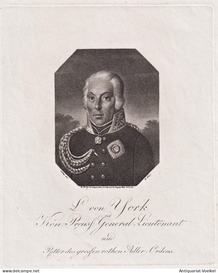 L. Von York - Ludwig Yorck Von Wartenburg (1759-1830) Preußen Feldmarschall Ritter Des Roten Adlerordens Port - Stiche & Gravuren