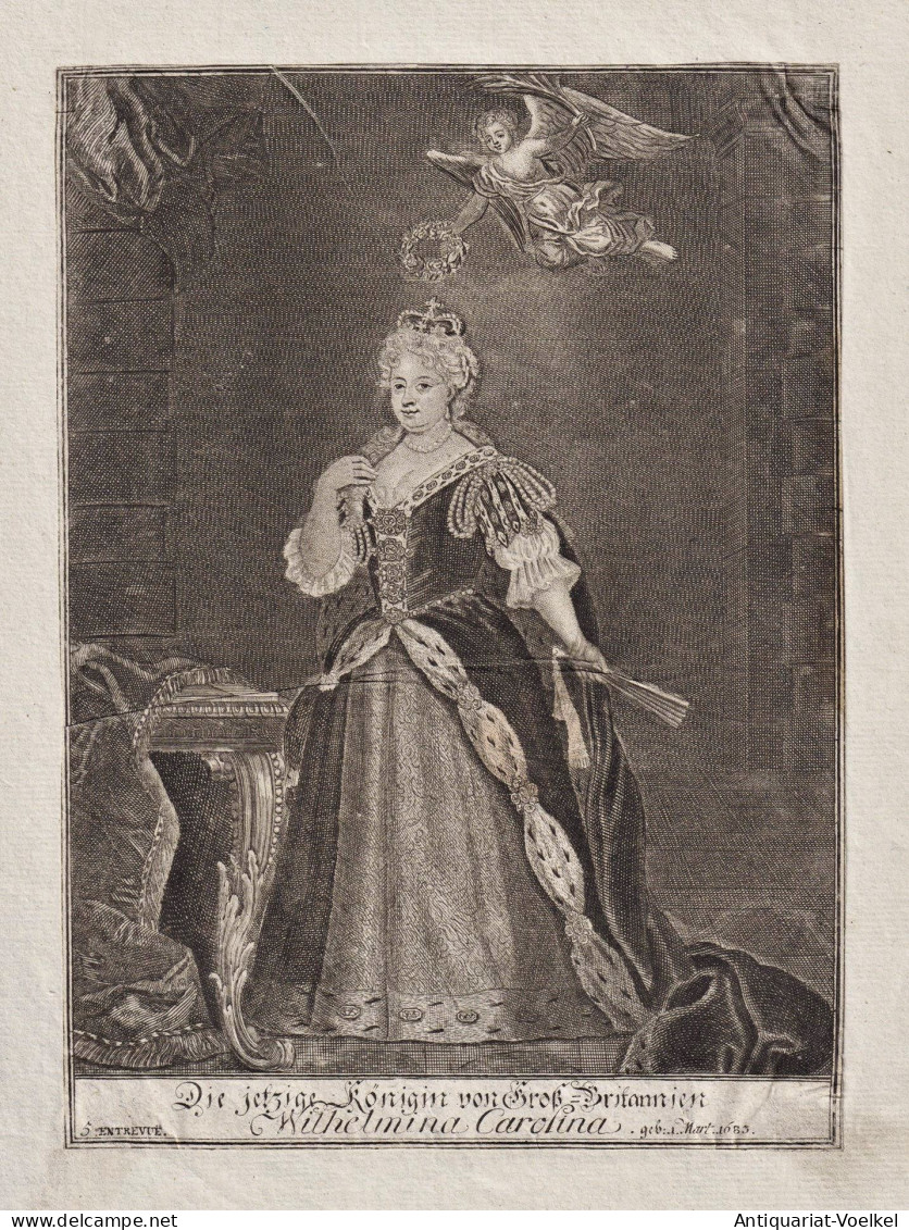 Die Jetzige Königin Von Groß-Britannien Wilhelmina Carolina. - Carolina Of Ansbach (1683-1737) Brandenburg Q - Prenten & Gravure