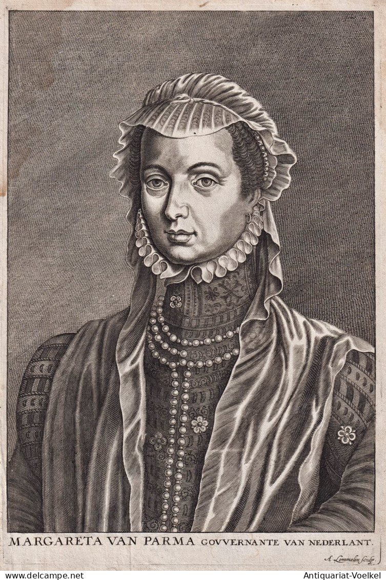 Margareta Von Parma - Margaret Of Parma Firenze Piacenza Nederland Holland Netherlands Niederlande Portrait - Stiche & Gravuren