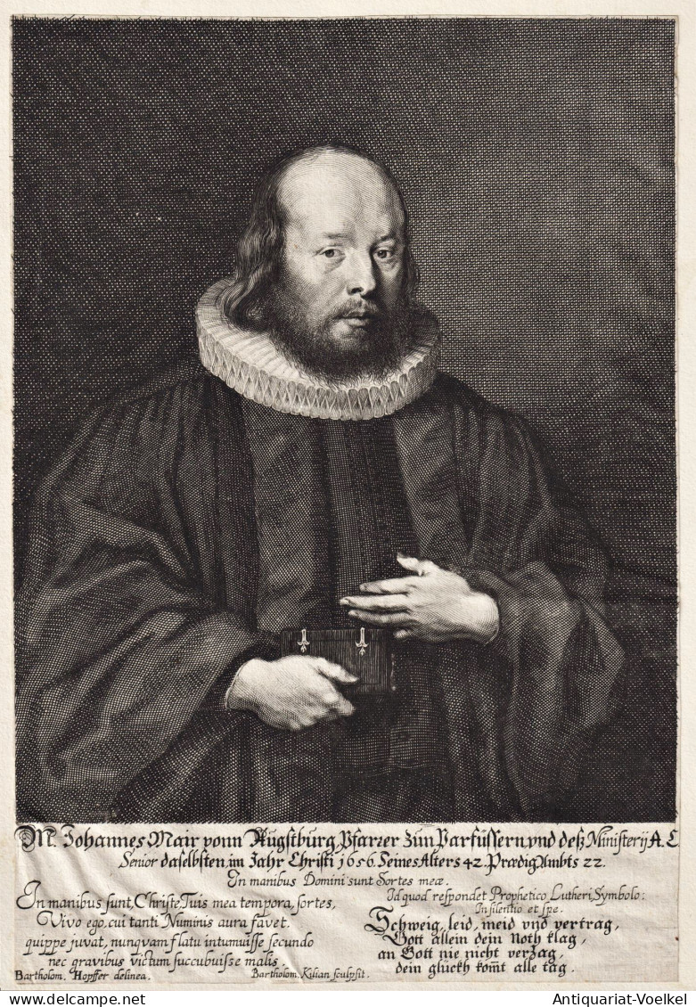 M. Johannes Mair Vonn Augstburg, Pfarrer... - Johannes Mair (1614-1656) Augsburg Pfarrer Portrait - Stiche & Gravuren