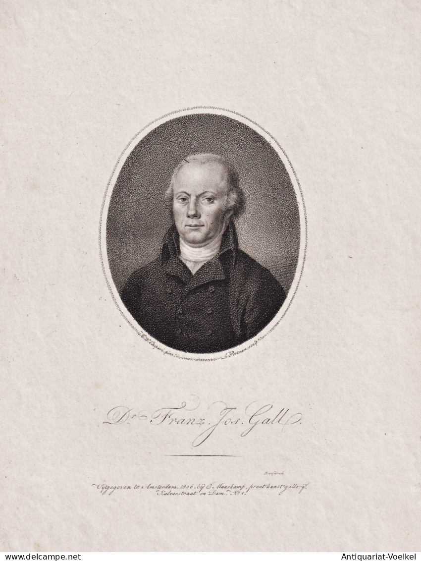 Dr. Franz Jos. Gall - Franz Joseph Gall (1758-1828) Arzt Mediziner Phrenologe Phrenologie Neuroanatomist Physi - Stiche & Gravuren