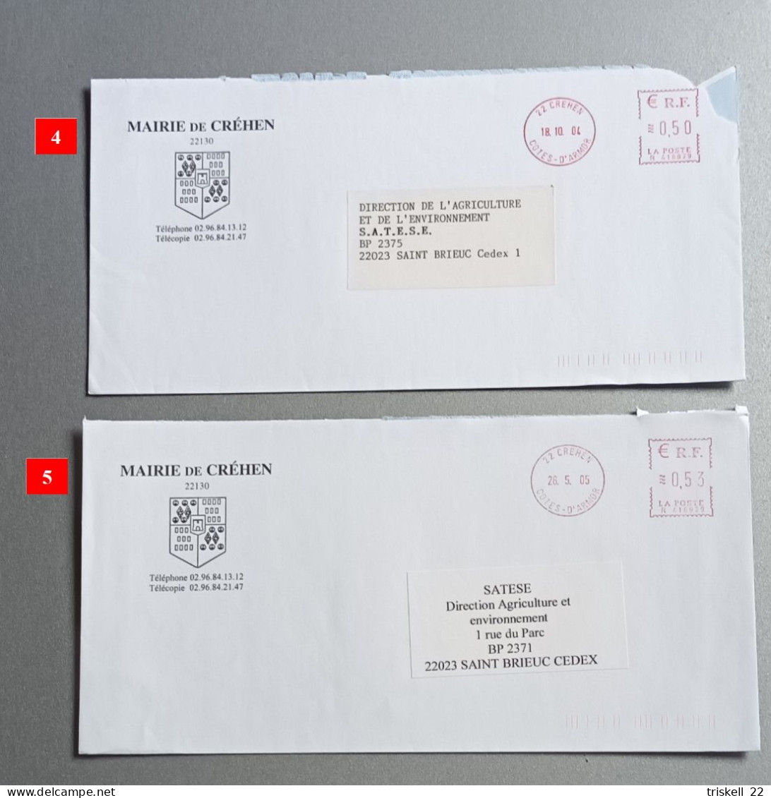 Créhen 22130 - Mairie - Année 2004-2005 (lot De 5 Enveloppes) - 1961-....