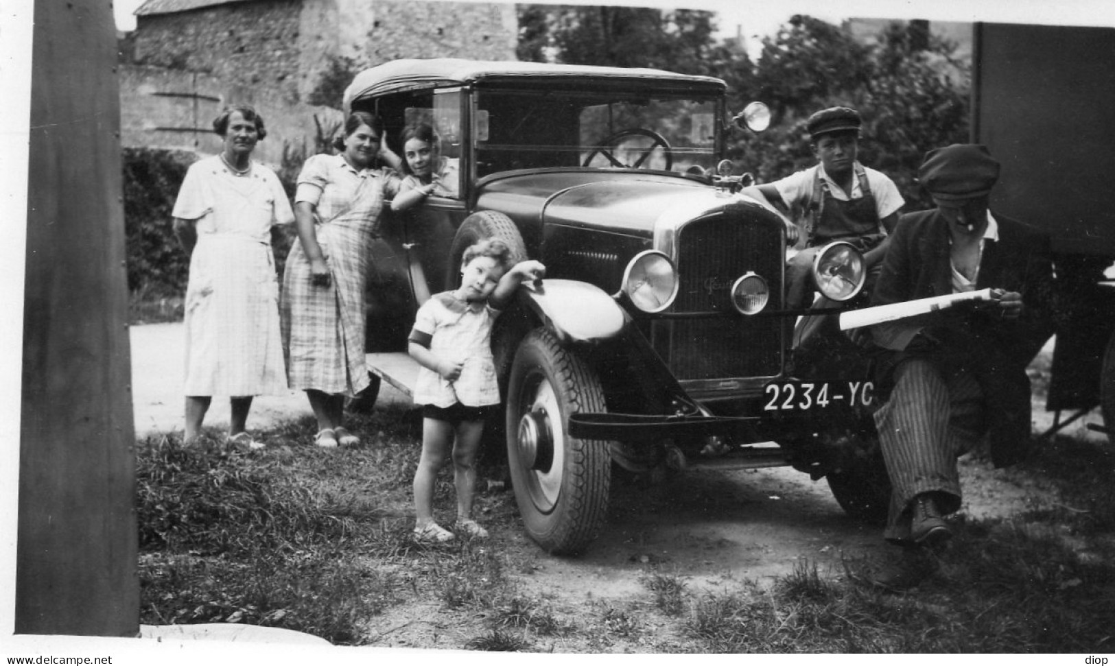 Photographie Photo Vintage Snapshot Famille Family Voiture Car  - Automobile